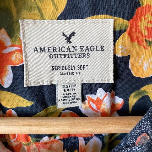 American Eagle Outfitters Long Sleeve Hawaiian Print Button Front Shirt - Picture 4 of 6